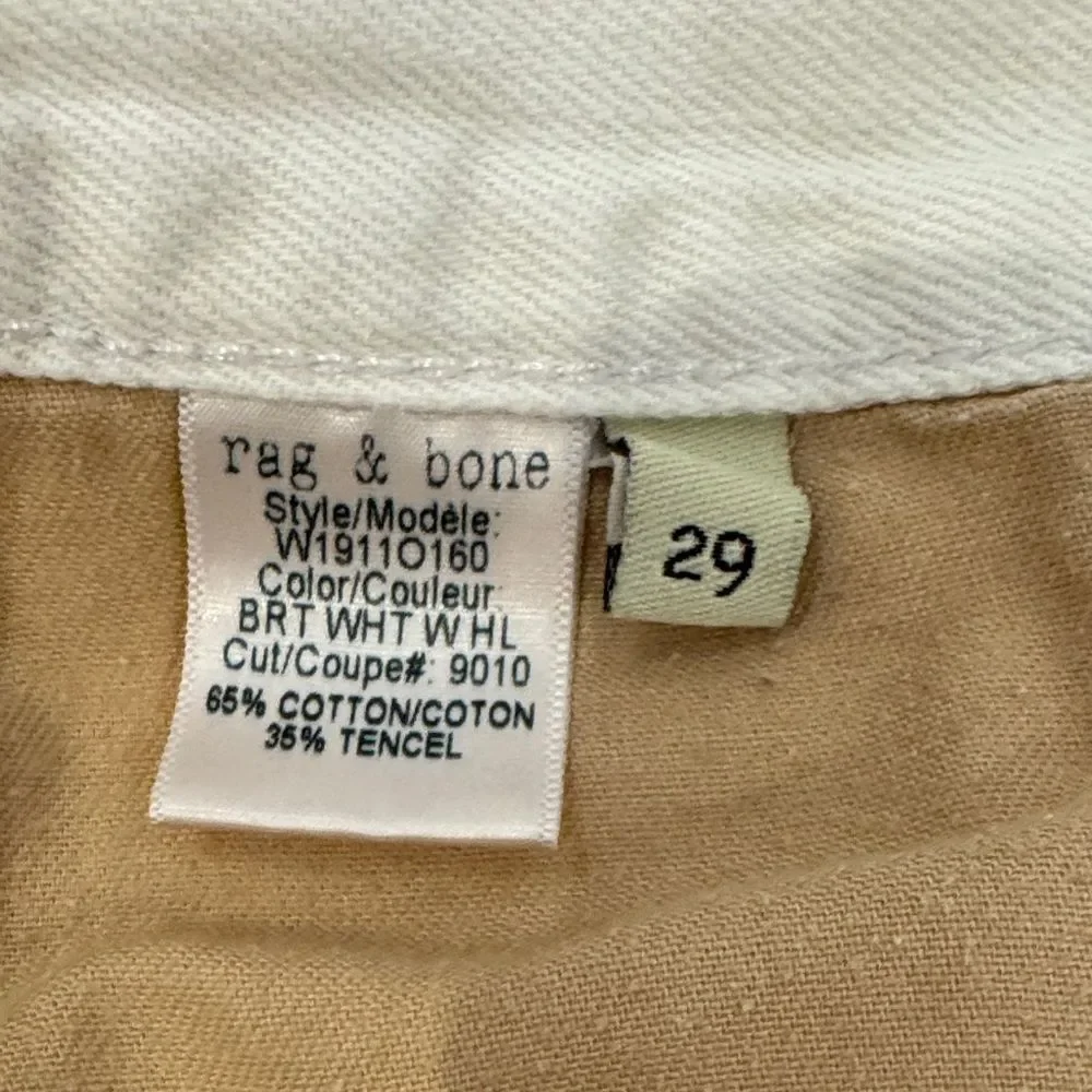 rag & bone Off-White Distressed Denim Cutoff Shorts